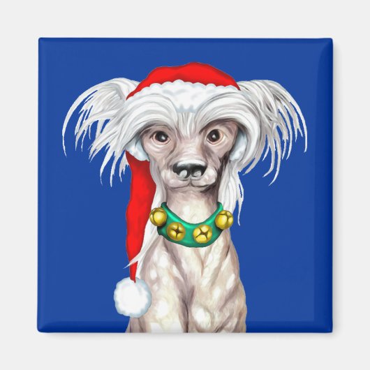 Chinese Crested Santa Magneet (Voorkant)