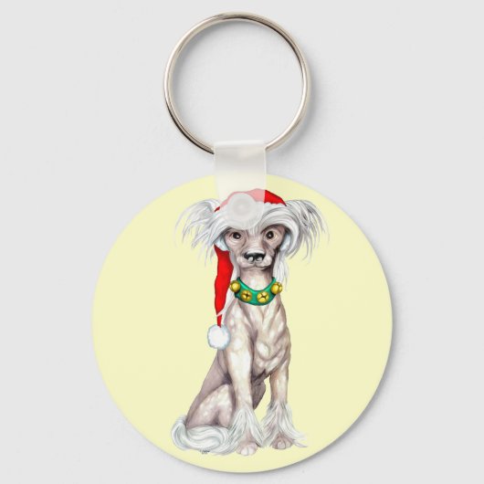 Chinese Crested Santa Sleutelhanger (Voorkant)