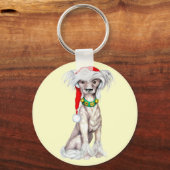Chinese Crested Santa Sleutelhanger (Voorkant)