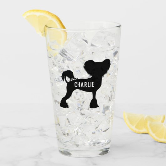 Chinese Crested Silhouette Crestie Dog Custom Glas (Voorkant ijs)
