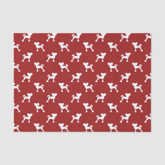 Chinese Crested Silhouetten Patroon Rood Tissuepapier (Voorkant)