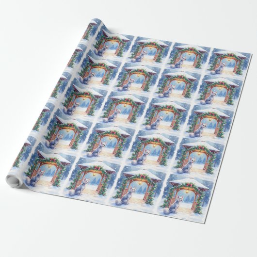 Chinese Crested Sneeuwerige prieel Kerst Kunst Cadeaupapier (Uitgerold)