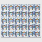 Chinese Crested Sneeuwerige prieel Kerst Kunst Cadeaupapier (Vlak)