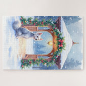 Chinese Crested Sneeuwprieel Kerst Kunst Legpuzzel (Horizontaal)