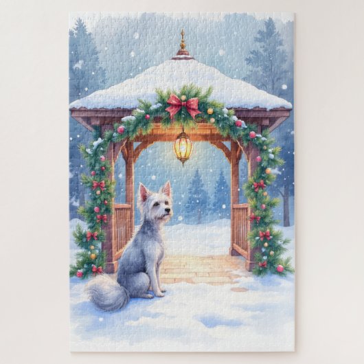 Chinese Crested Sneeuwprieel Kerst Kunst Legpuzzel (Verticaal)