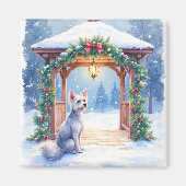 Chinese Crested Sneeuwprieel Kerst Kunst Magneet (Voorkant)