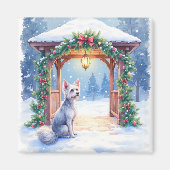 Chinese Crested Sneeuwprieel Kerst Kunst Magneet (Voorkant)