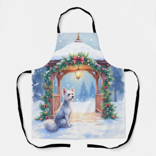 Chinese Crested Sneeuwprieel Kerst Kunst Schort