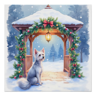 Chinese Crested Sneeuwwacht Kerst Kunst Perfect Poster