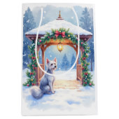 Chinese Crested Sneeuwwintertuin Kerst Kunst Medium Cadeauzakje (Voorkant)