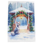 Chinese Crested Sneeuwwintertuin Kerst Kunst Medium Cadeauzakje (Achterkant)