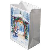 Chinese Crested Sneeuwwintertuin Kerst Kunst Medium Cadeauzakje (Achterkant Gekanteld)
