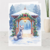 Chinese Crested Snowy Gazebo Christmas Art Kaart (Voorkant)