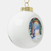 Chinese Crested Snowy Gazebo Christmas Art Keramische Bal Ornament (Links)