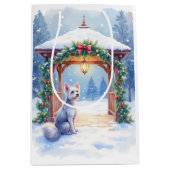 Chinese Crested Snowy Gazebo Christmas Art Medium Cadeauzakje (Voorkant)