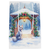 Chinese Crested Snowy Gazebo Christmas Art Medium Cadeauzakje (Achterkant)