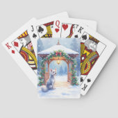 Chinese Crested Snowy Gazebo Christmas Art Pokerkaarten (Achterkant)