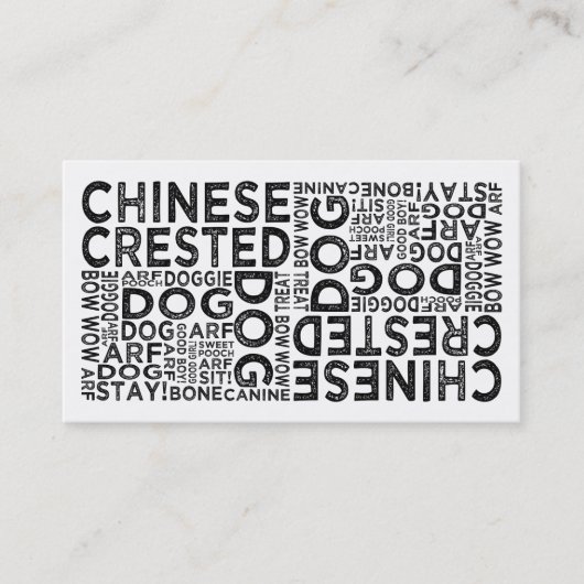 Chinese Crested Typografie Visitekaartje (Voorkant)