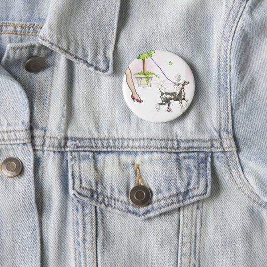 Chinese Crested Walking with Mama Button PIn (In situ)