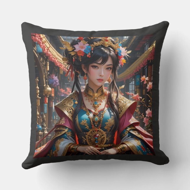 Chinese Dame Worp Kussen (Achterkant)