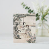 Chinese dames in een tuin briefkaart (Staand voorkant)