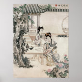 Chinese dames in een tuin poster (Voorkant)