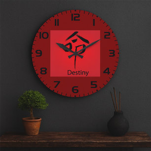 Chinese Destiny Symbool Kalligrafie Grote Klok