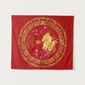 Chinese Dierenriem Konijn Rood/Goud ID542 Wandkleed (Voorkant (horizontaal))