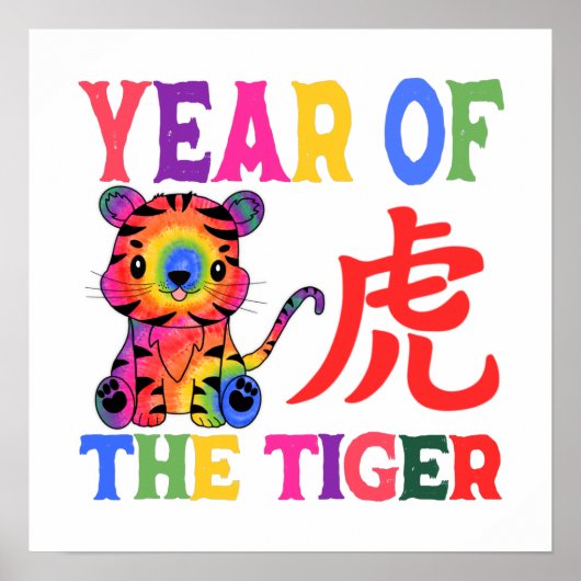 Chinese Dierenteken - Jaar van de Tijger in Regenb Poster (Voorkant)