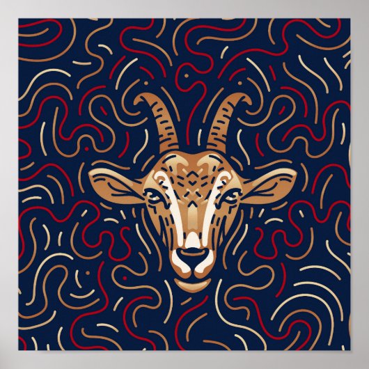 Chinese dierentuin | Digitale Zodiac-afdrukken Poster (Voorkant)