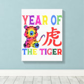 Chinese dierentuin - Jaar van de tijger in de rege Canvas Afdruk (Insitu (Houten vloer))