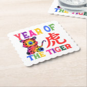 Chinese dierentuin - Jaar van de tijger in de rege Kartonnen Onderzetters (Gebogen)