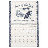 Chinese dierentuindieren Blauw Wit Minimale Aangep Kalender (Jan 2026)