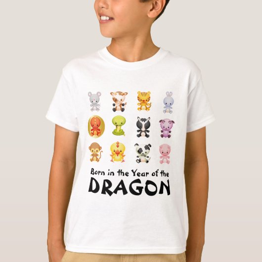 Chinese dierentuindieren Jaar van de draak T-shirt (Voorkant)