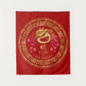 Chinese Dierriem Slang Rood/Goud ID542 Wandkleed (Voorkant)