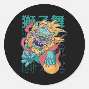 Chinese Dog Dragon Tattoo Mythologie Cultuur Fanta Ronde Sticker