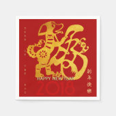 Chinese Dog Year golden Papercut 2018 Paper Napkin Servetten (Voorkant)