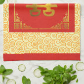 Chinese double happiness cloth theedoek (Gevouwen)