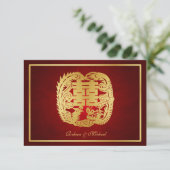 Chinese Double Happiness Dragon / Phoenix RSVP Kaartje (Staand voorkant)