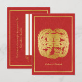 Chinese Double Happiness Dragon / Phoenix RSVP Kaartje (Voorkant / Achterkant)