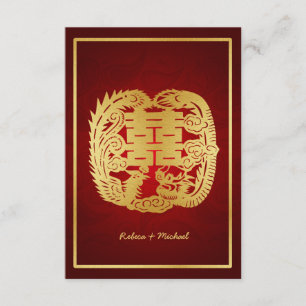 Chinese Double Happiness Dragon / Phoenix RSVP Kaartje