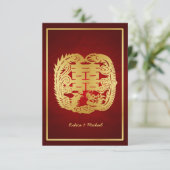 Chinese Double Happiness Dragon / Phoenix RSVP Kaartje (Staand voorkant)