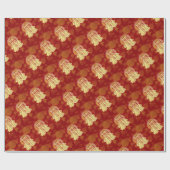 Chinese Double Happiness Koi Fish Red achtergrond Cadeaupapier (Vlak)