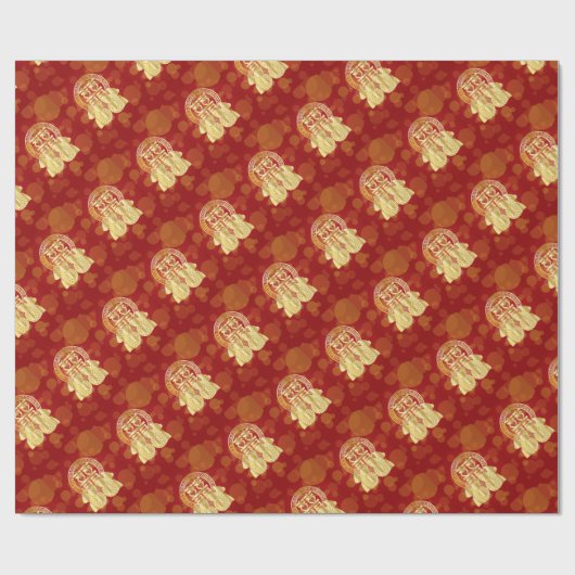 Chinese Double Happiness Koi Fish Red achtergrond Cadeaupapier (Vlak)