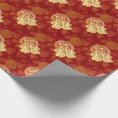 Chinese Double Happiness Koi Fish Red achtergrond Cadeaupapier (Hoek)