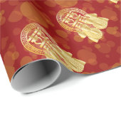 Chinese Double Happiness Koi Fish Red achtergrond Cadeaupapier (Rol Hoek)