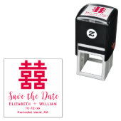 Chinese Double Happiness Wedding Save the Date Zelfinktende Stempel (In situ)