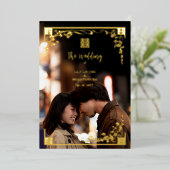 Chinese Double Happiness Wedding Symbol Floral  Folie Uitnodiging (Staand Voorkant)