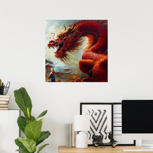 Chinese draak (13) poster (Thuiskantoor)