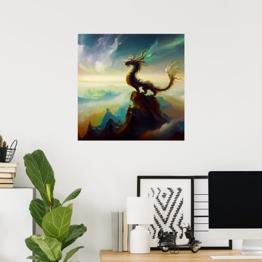 Chinese draak (14) poster (Thuiskantoor)